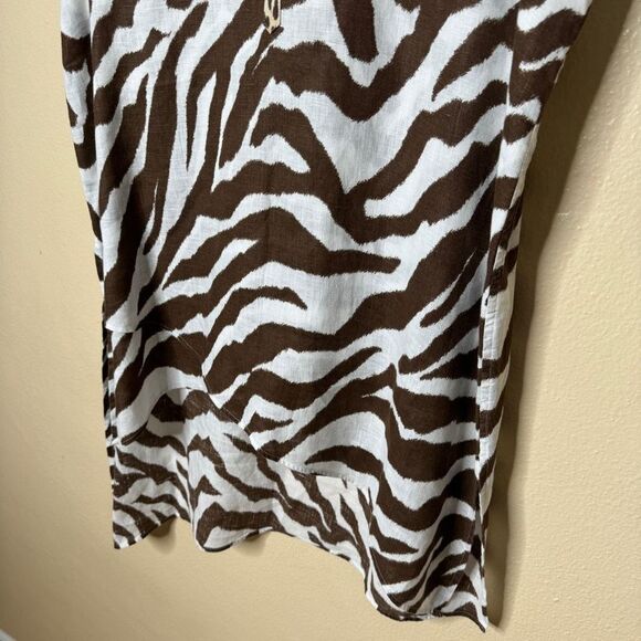 Chico's Shirt Women's Large 100% Linen No Iron Sleeveless Top Tunic Animal Print - Picture 3 of 12